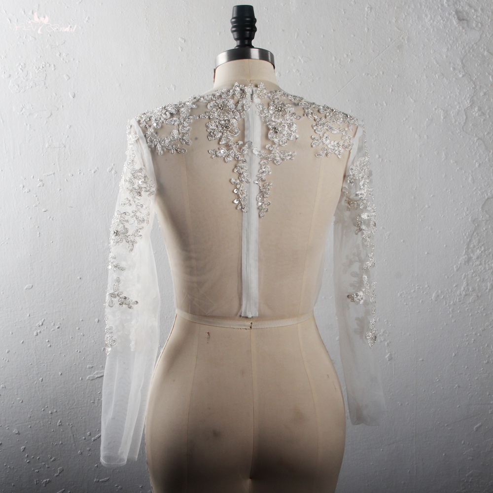 Quality High Quality Real Job Long Sleeves Silver Edged Iovry Lace Appliques Square Neckline Bridal Cape Manufacturer 7