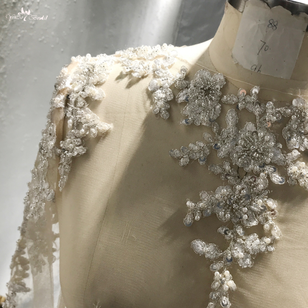 Toptan Tekne Yaka Uzun Kollu Dantel Aplikler Boncuklu Gelin Bolero Dantel Pelerin 10