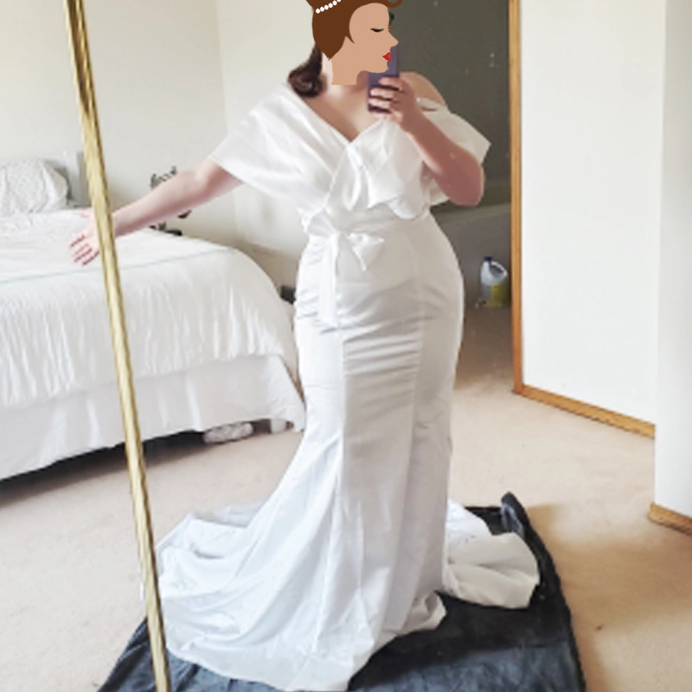 Simples Elegância Branco Cetim Macio Vestido Sereia Plissado Um Ombro Laço Faixas Vestidos de Baile Robe De Soirée 1