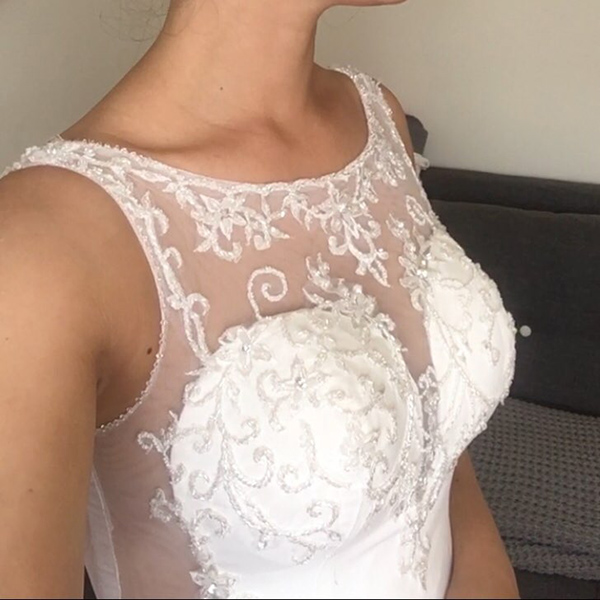 Sexy Illusion Back  See Through Sleeveless Mermaid Sheath Dress Wedding Dress Crystal Embroidery Bridal Gown 11