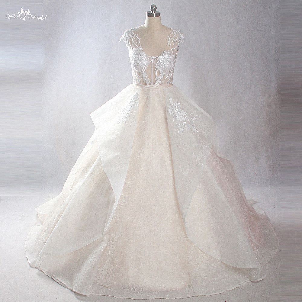 LZ228 Luxury Vintage Lace Wedding Dresses Backless Ball Gowns Real Job Pictures Vestido De Noiva 7