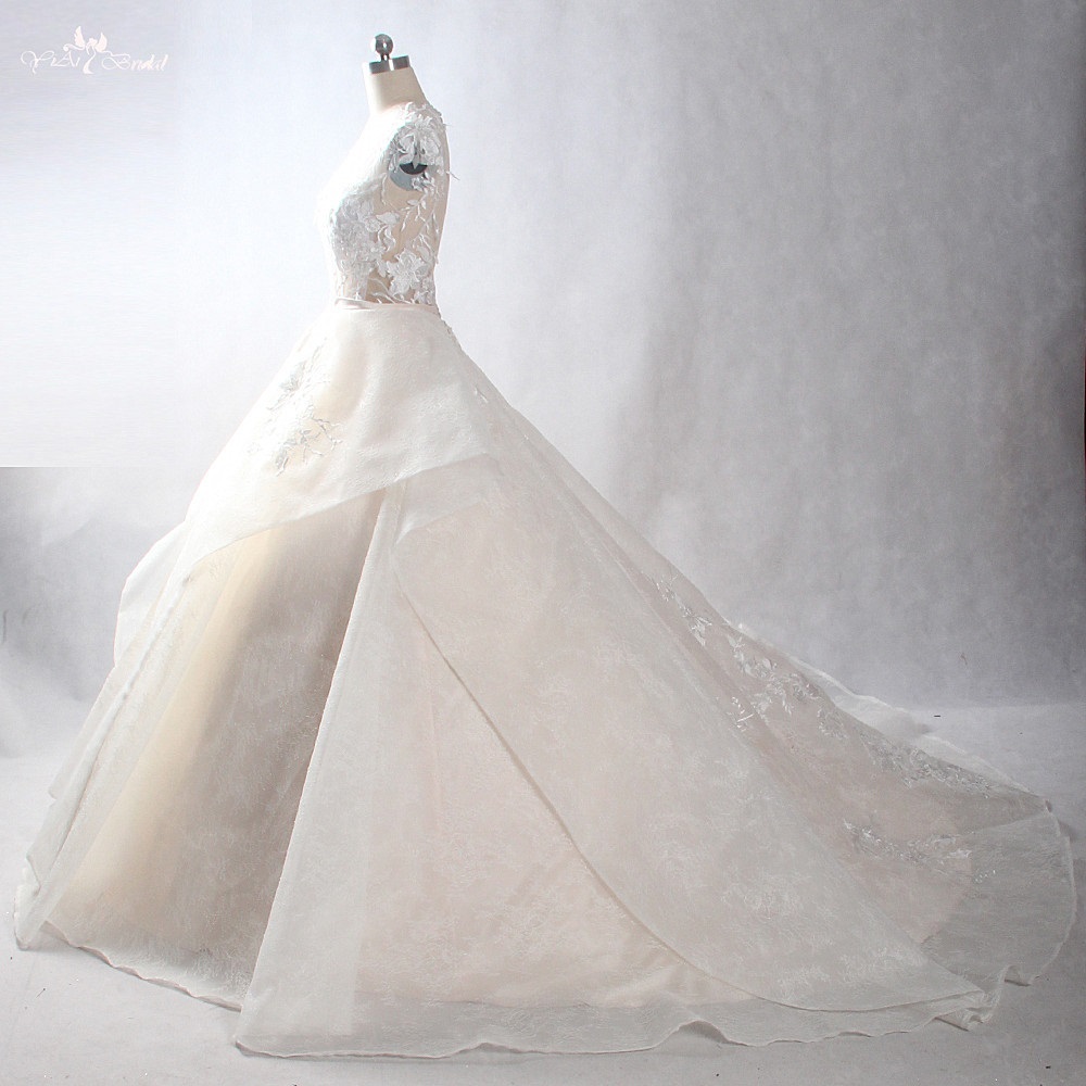 LZ228 Luxury Vintage Lace Wedding Dresses Backless Ball Gowns Real Job Pictures Vestido De Noiva 8