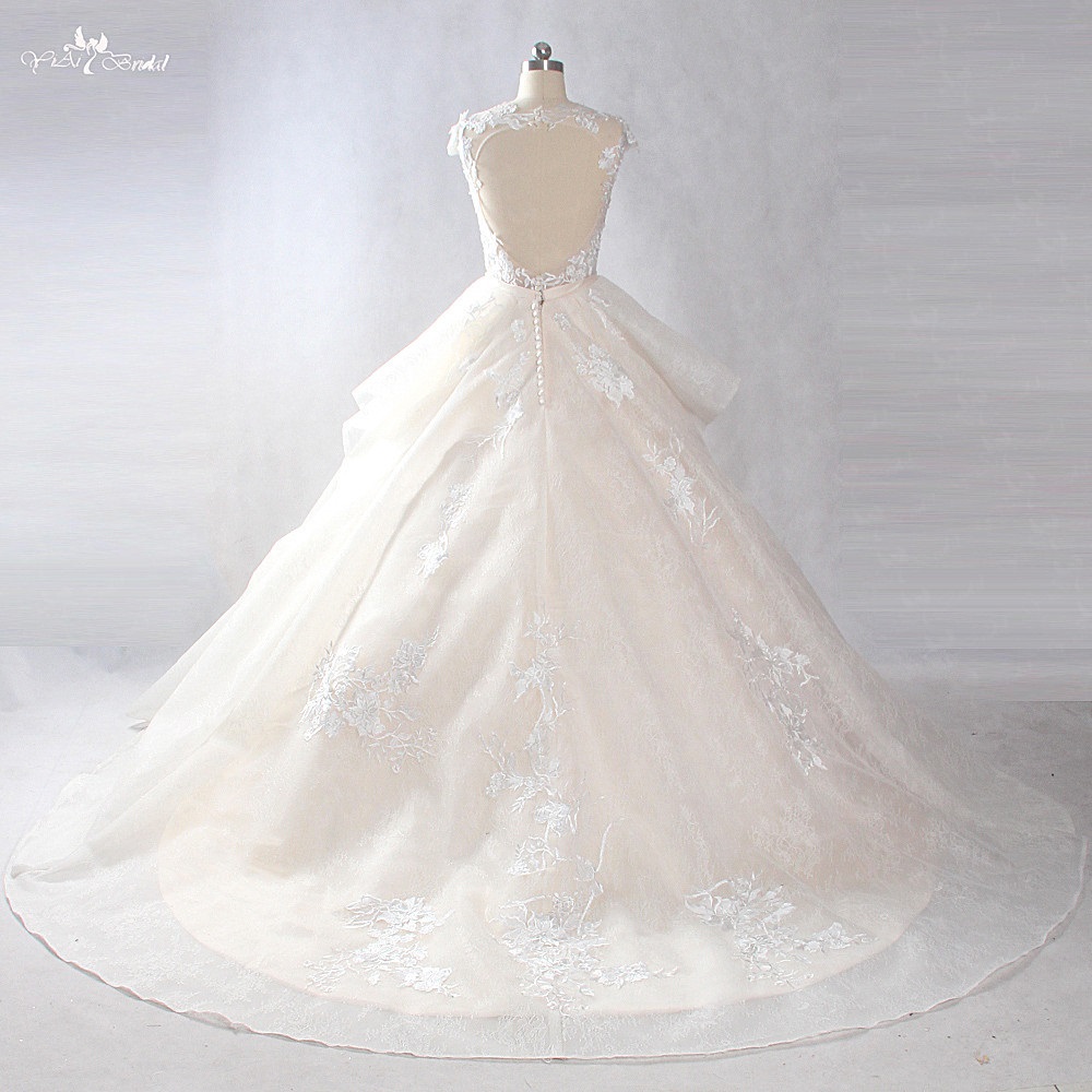 LZ228 Luxury Vintage Lace Wedding Dresses Backless Ball Gowns Real Job Pictures Vestido De Noiva 9