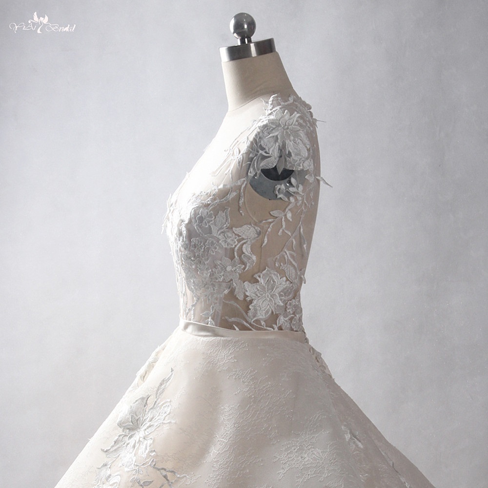 LZ228 Luxury Vintage Lace Wedding Dresses Backless Ball Gowns Real Job Pictures Vestido De Noiva 11