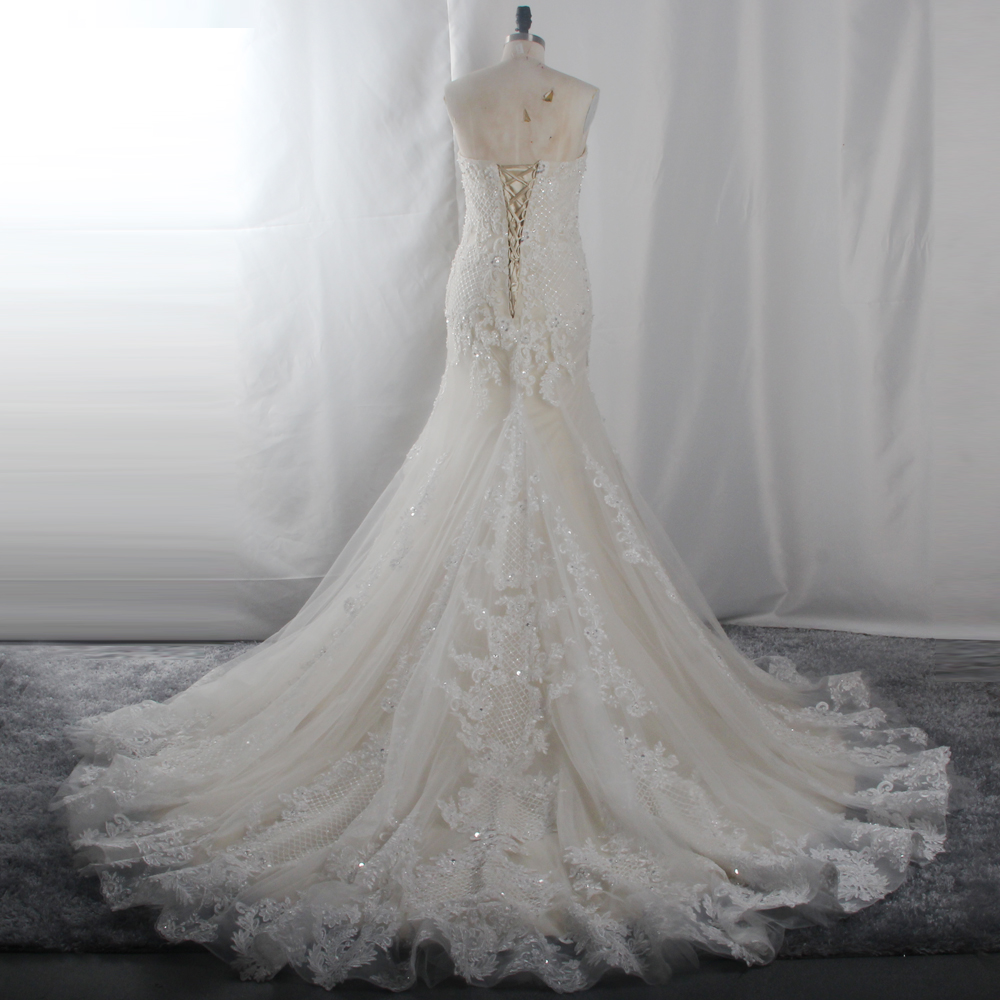 Customized Real Photos Sleeveless Mermaid Wedding Dress Bridal Wedding Gowns Lace manufacturers From China 10