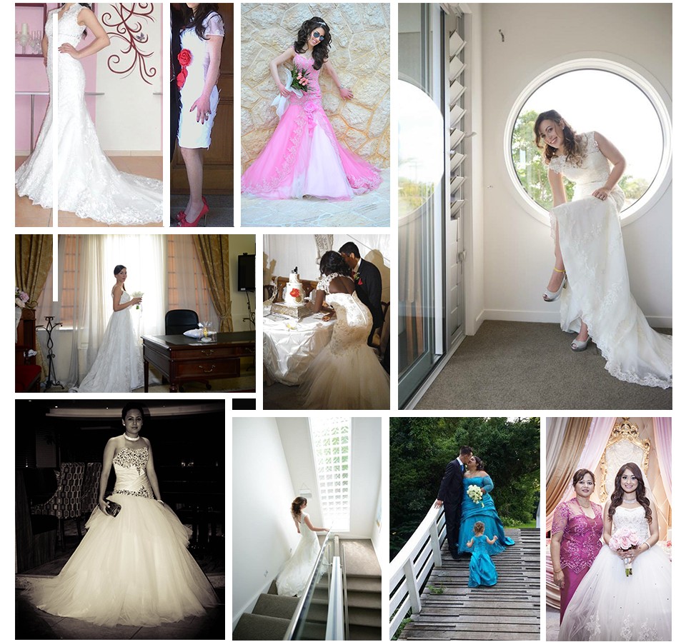 Pink Cocktail Dress Evening Dress RSE709 Chiffon Lace Applique Beaded High Neck Knee Length Mother Of The Bride Dress 16