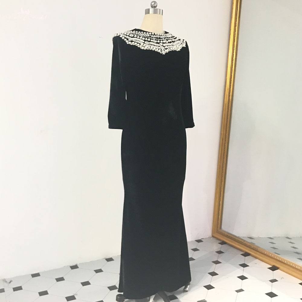 Professional Black Evening Dress Long sleeves Big Size Dresses manufacturers 8