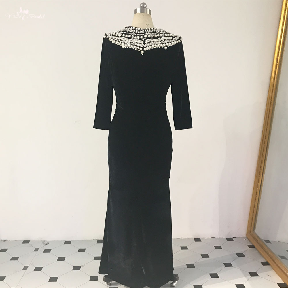 Professional Black Evening Dress Long sleeves Big Size Dresses manufacturers 7