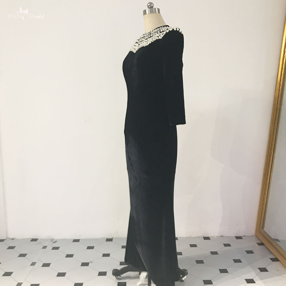 Professional Black Evening Dress Long sleeves Big Size Dresses manufacturers 9