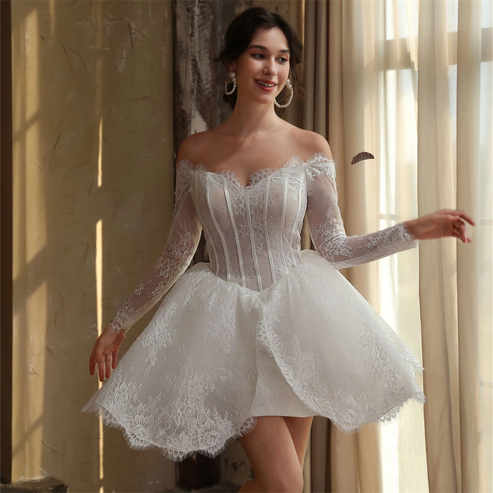 Abito da sposa corto in pizzo per fidanzamento - Yiaibridal, image size:1000x1000