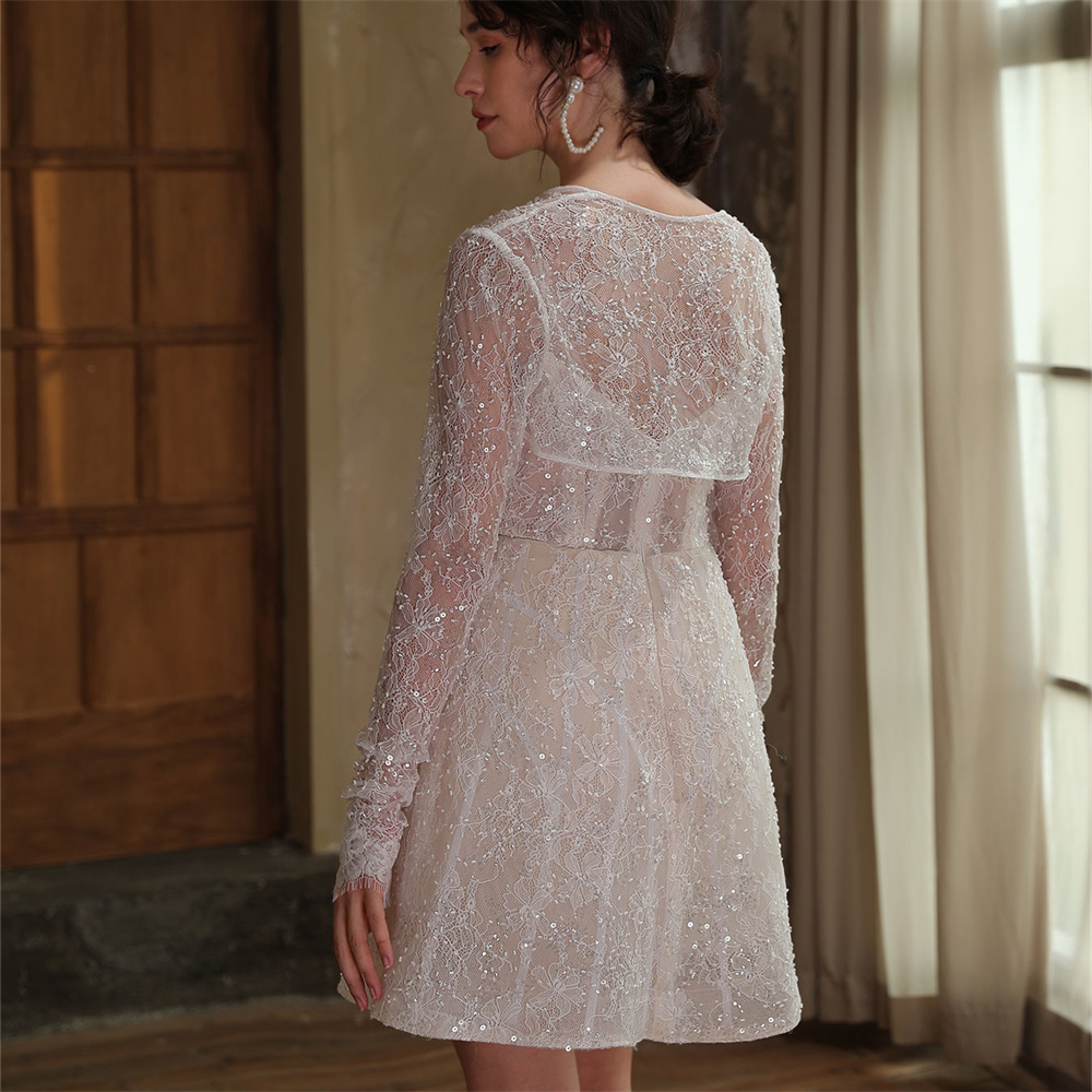 Stunning Sequin Lace Wedding Dresses with Jacket - Yiaibridal