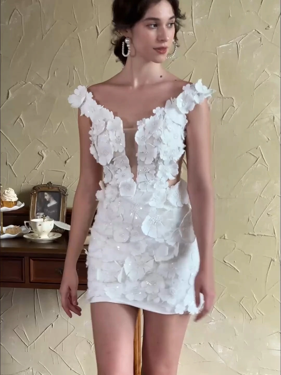 Elegant Two Pieces Floral Wedding Dresses with Detachable Skirt 1
