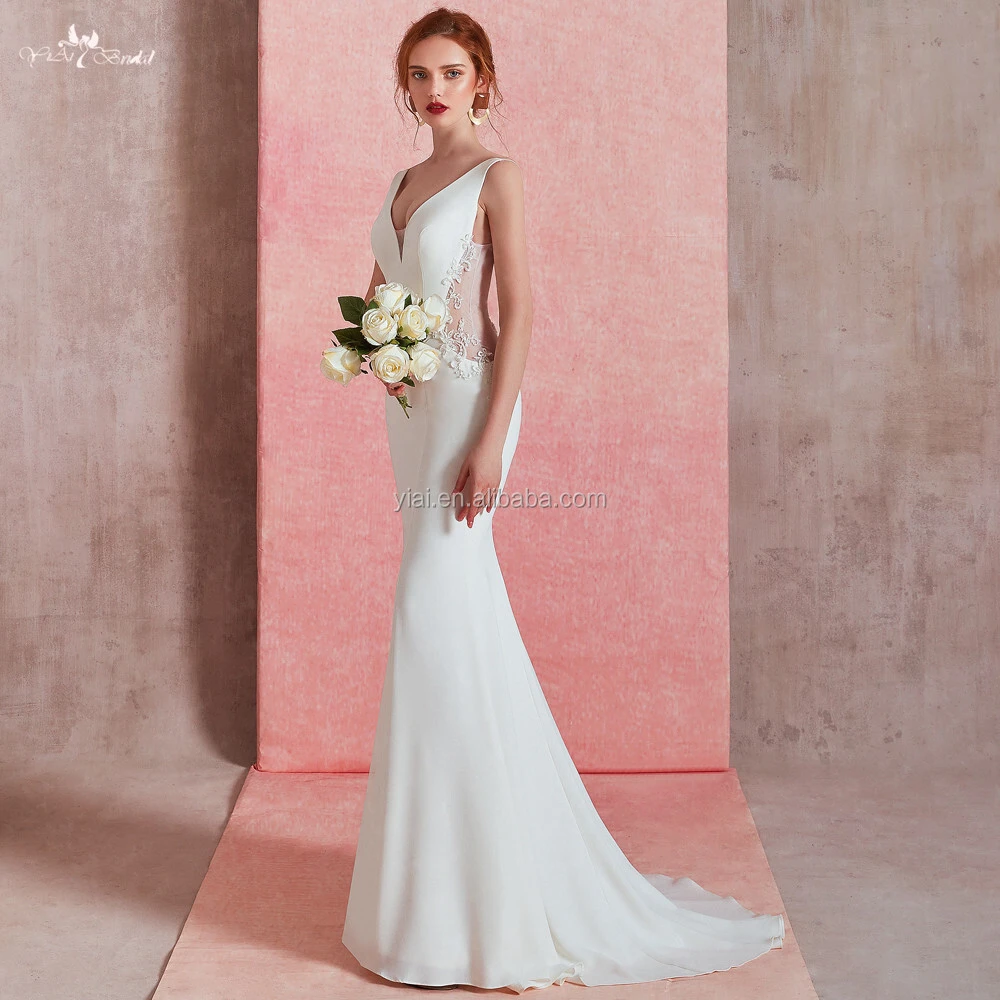 Sexy Illusion Backless Crepe Wedding Dress 1
