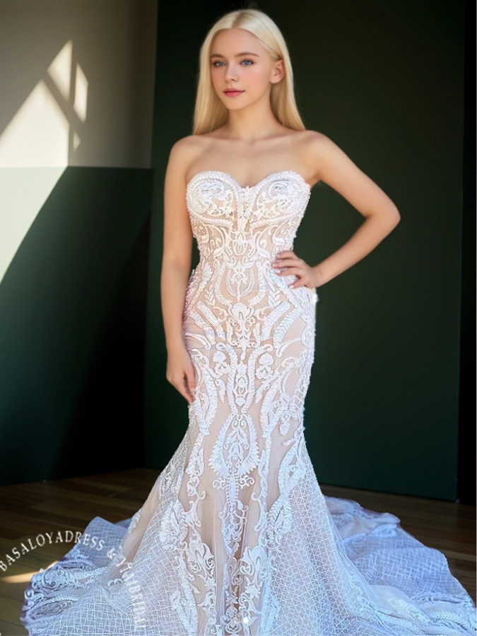 RSW1686 Yiaibridal Sweetheart Lace Wedding Dress Mermaid 1