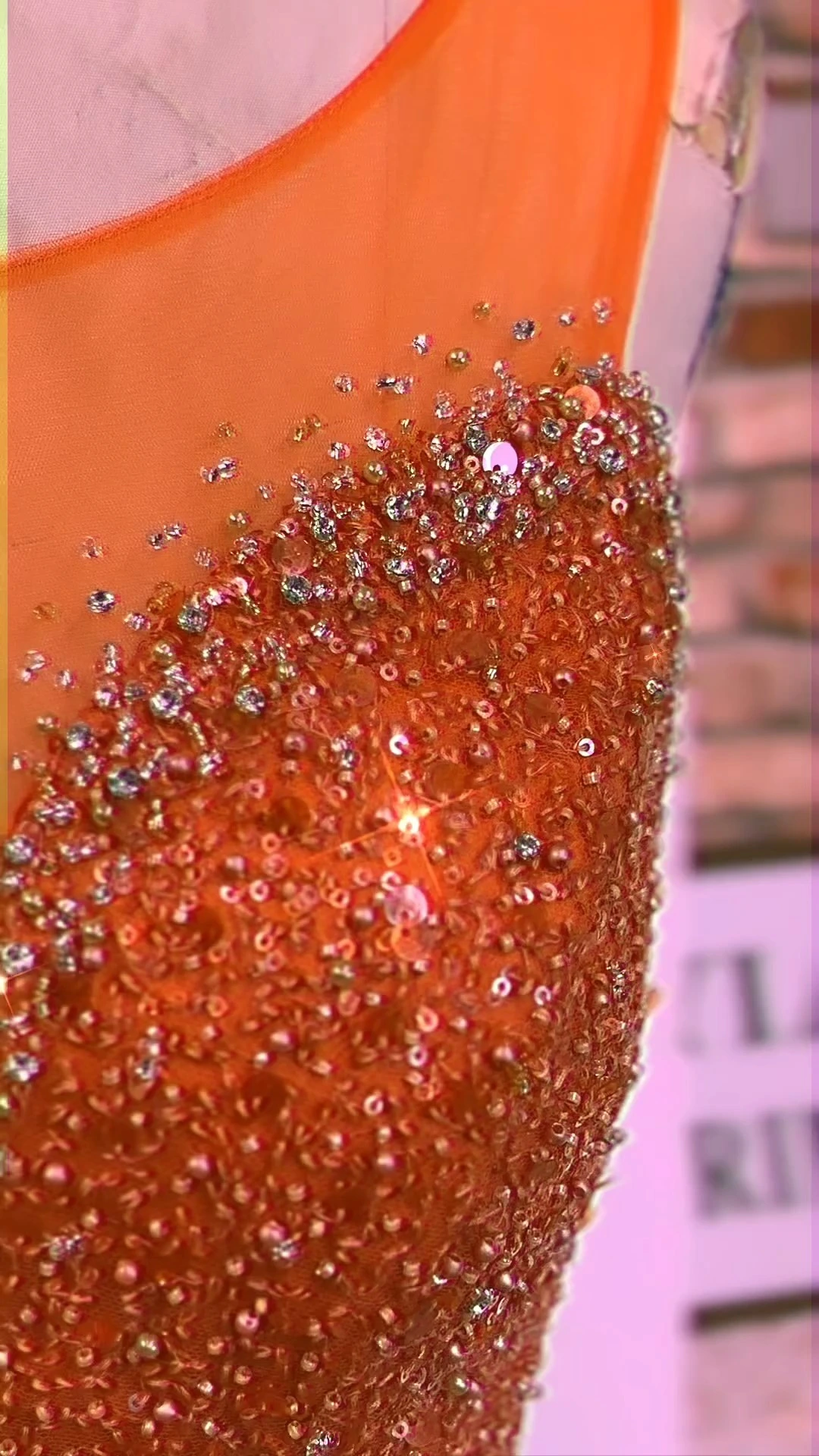 Orange Cocktail Dress RSW1038 Crystals Beaded Scoop Tulle Neckline Short Homecoming Dresses 1