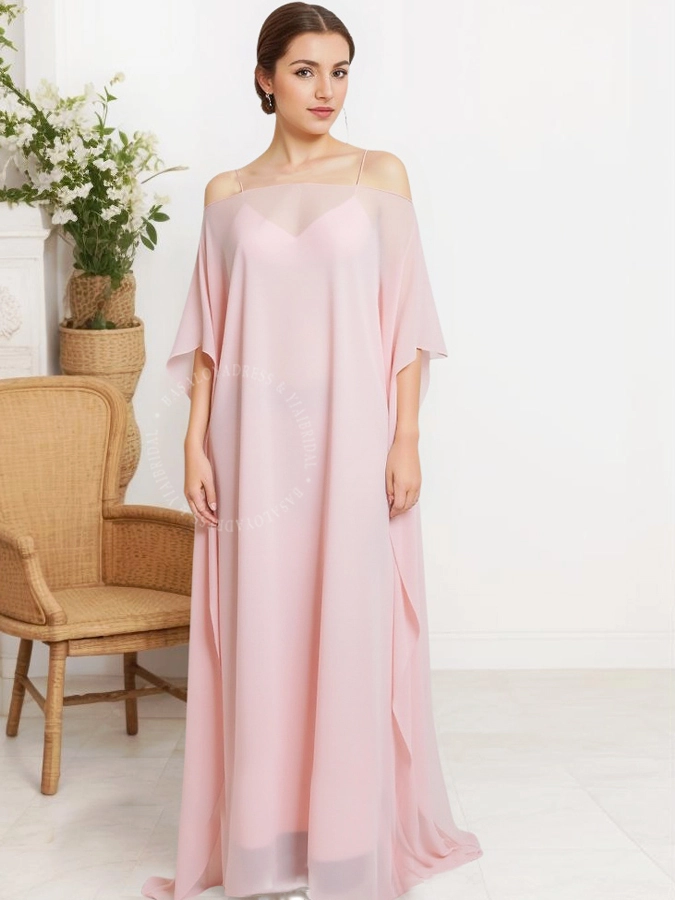 Дубай Дамски комплект макси рокли от розов шифон Abayas Кафтан Макси рокли Копринена макси рокля RSE962 2 комплекта рокля за бременни 1