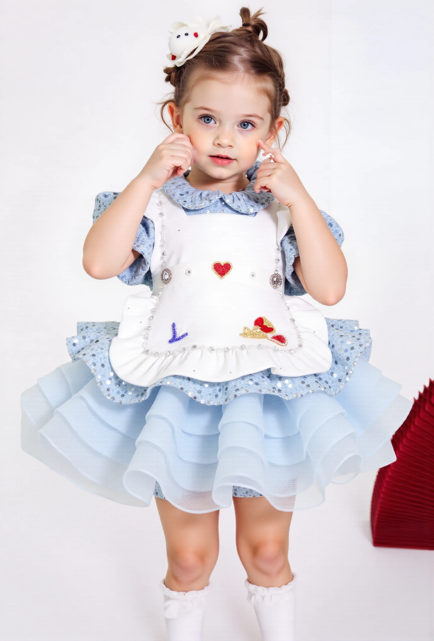 FG119 3 6 12 18 24 36 Months Newborn Fashion Party Blue Puffy Skirt Bow Little Girl Princess Christmas Birthday Baby Dre 1
