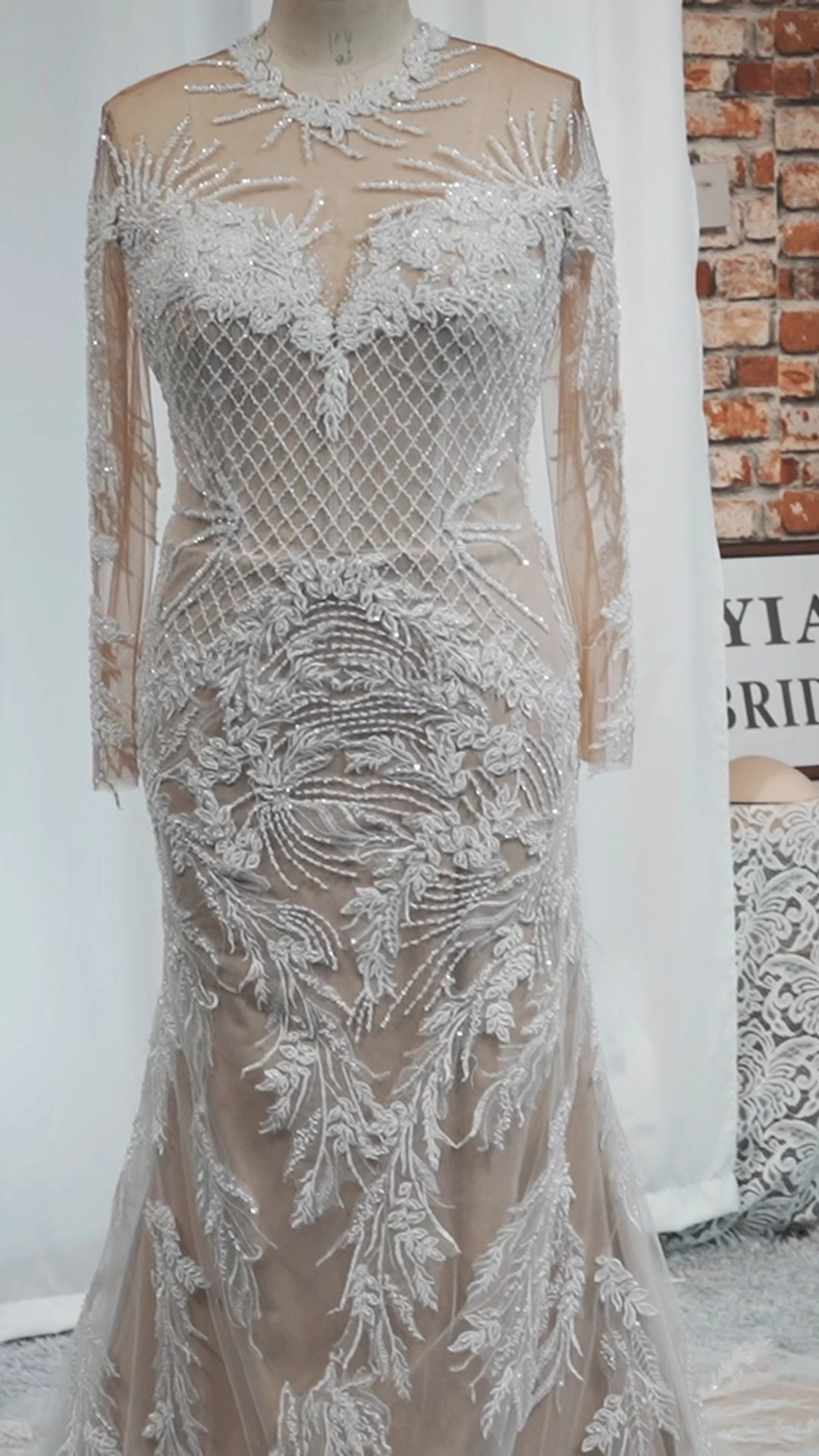 long Sleeves Mermaid Wedding Dress Customization RSW2208 Plus Size Wedding Dresses 1