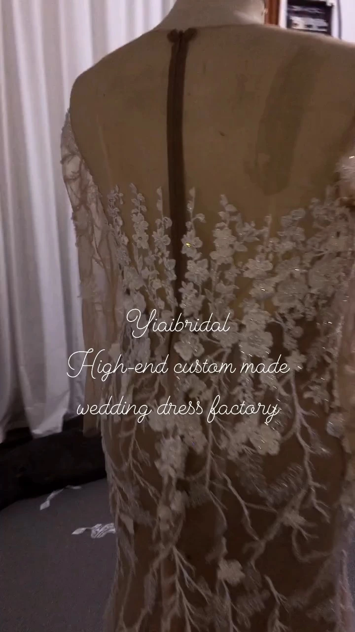 Custom Couture Wedding Dress RSW2204 Lace Mermaid Bridal Dress With Long Sleeves 1