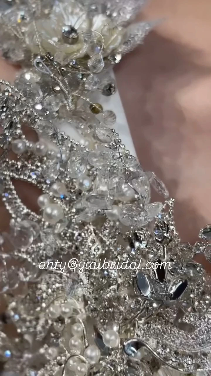 Luxurious Solid Beaded Mermaid Wedding Prom Dress RSW2237 Vintage Style Courthouse Civil Gown With Slit 1