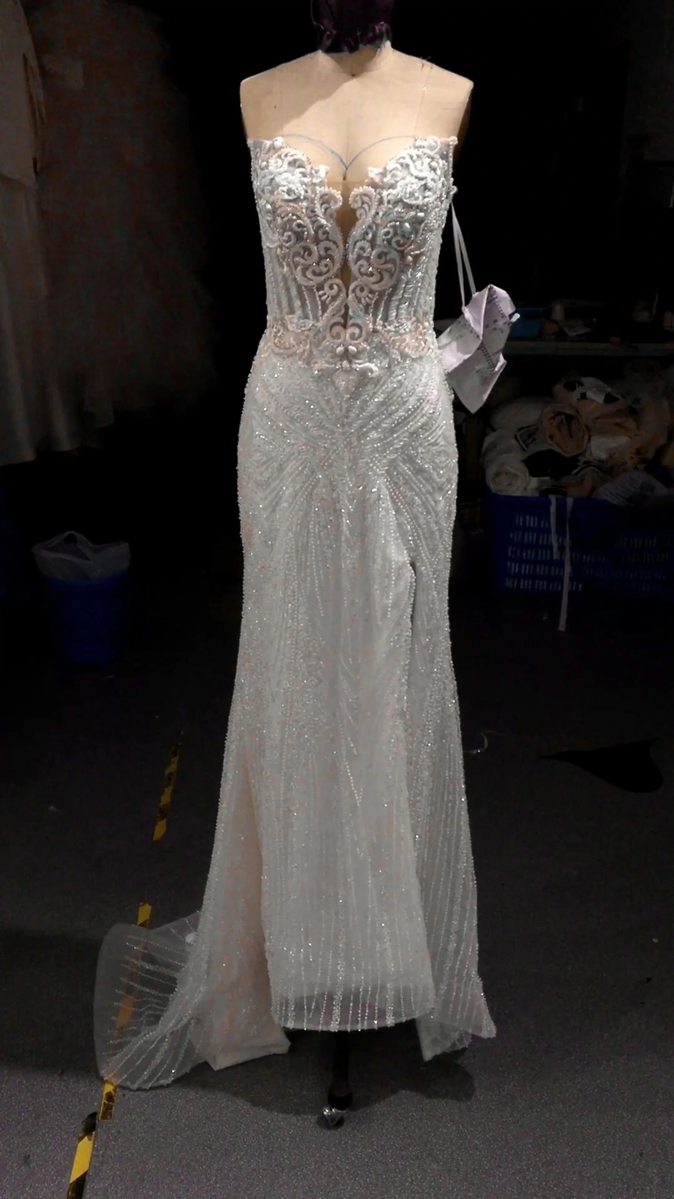 RSW2130 Gelinlik Beaded Mermaid Wedding Dress With Removable Skirt 1