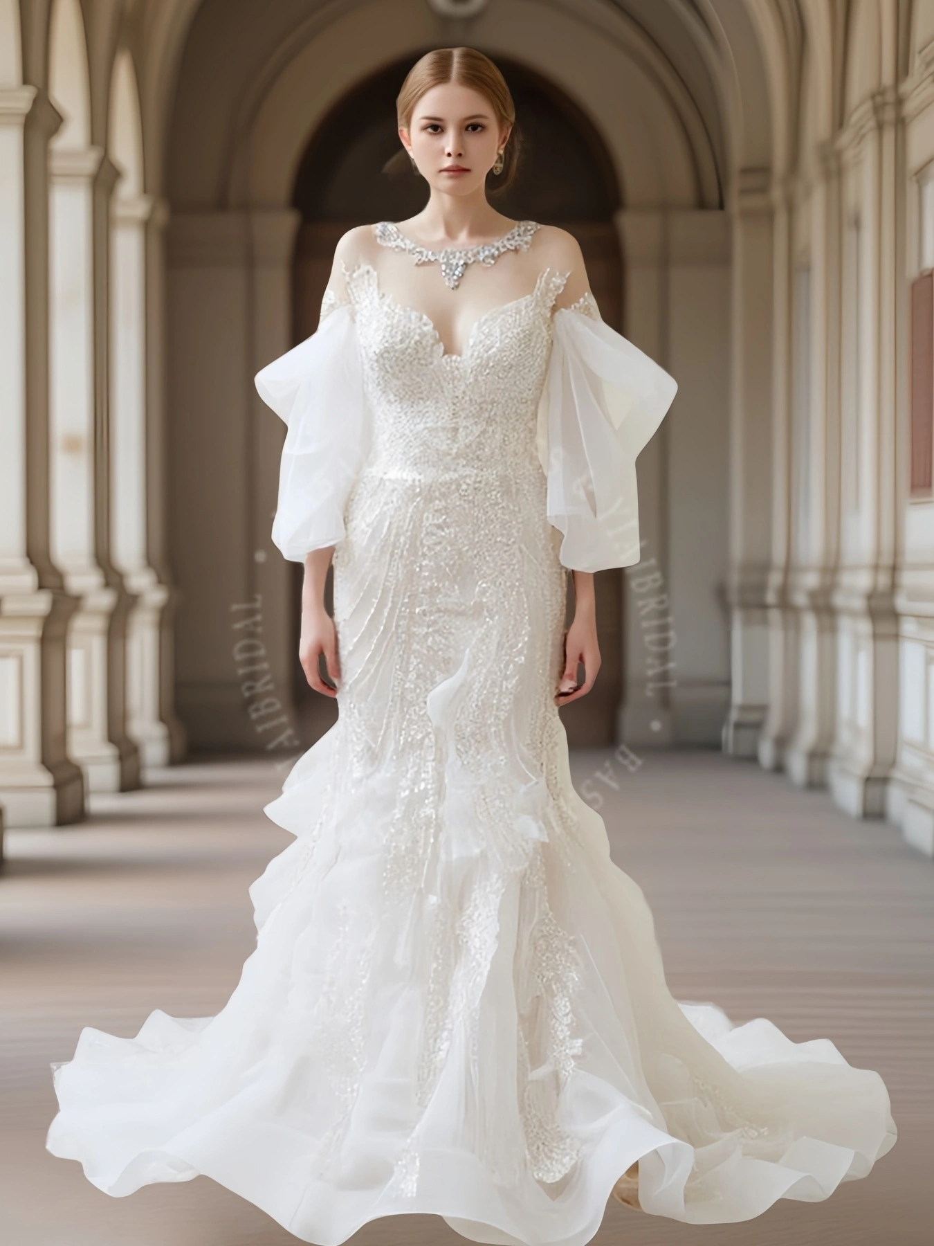 WD00025 Elegante collana vintage a V Neck fatta a mano Fish Coil Fish Coil Sfumo Significa abito da sposa Adatto per matrimonio e festa 1