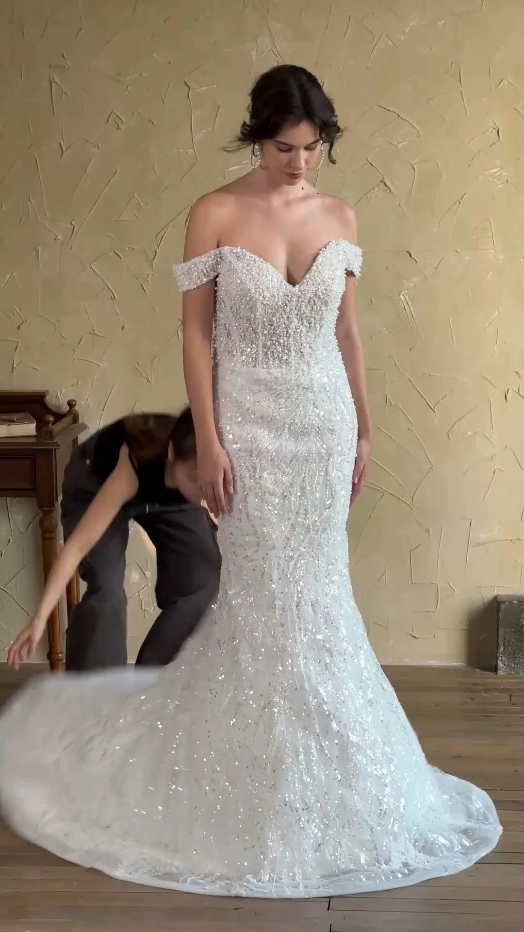 RSW2261 Off Shoulder Mermaid Bridal Dresses Plus Size African Mermaid Wedding Dress Off Shoulder Beaded Lace Custom Bridal Gown 1