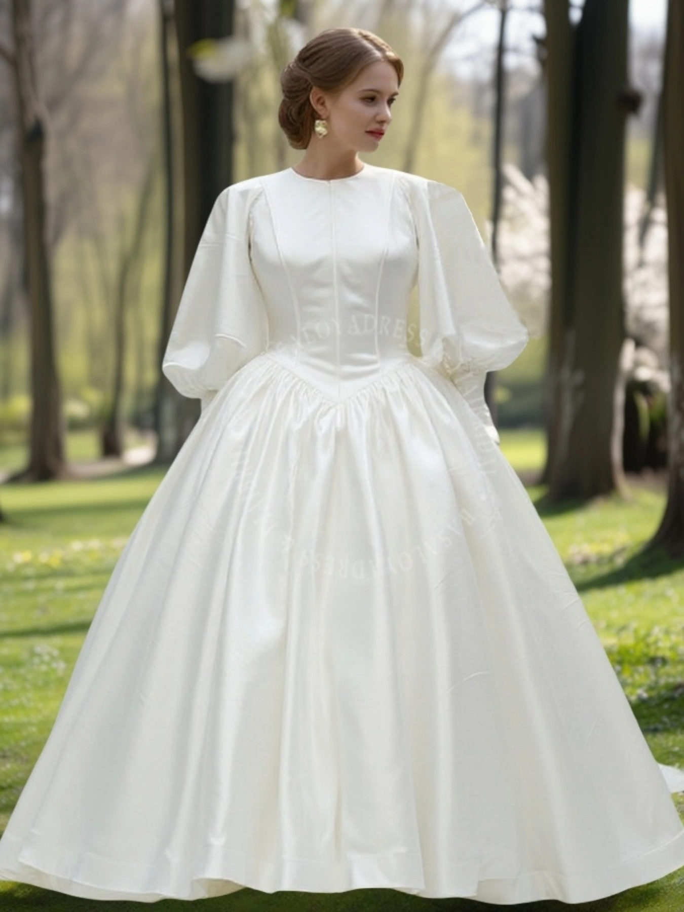 WD00017 2025 Nuovo design polsini a maniche lunghe vintage Serrare abito da ballo in raso musulmano 1