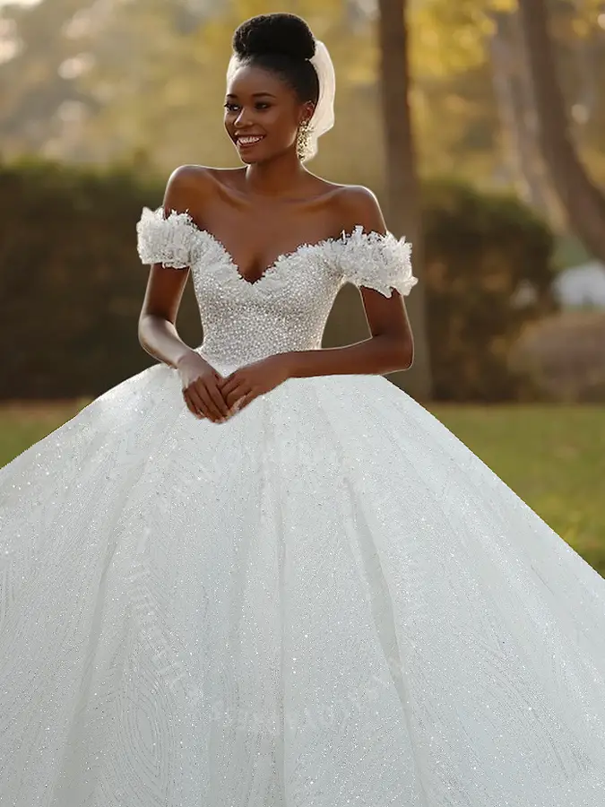 韓国キラキラドレス ビジュー チュール フォト ウェディング ドレス キラキラ 韓国