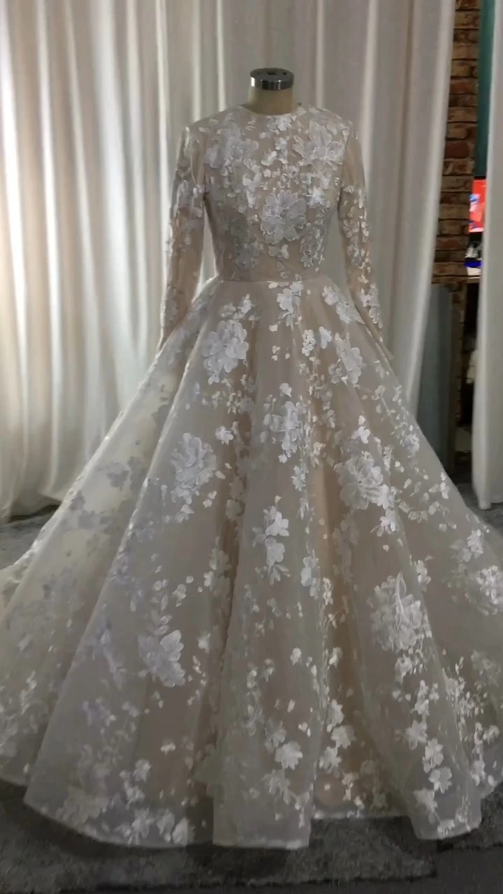 RSW2170 новейшее пользовательское шампанское скромное свадебное платье Princess Plus vestidos de novias 1