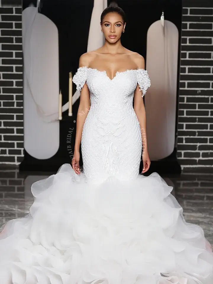 ウェディングドレス レース マーメイド ブライダル ガウン ロング