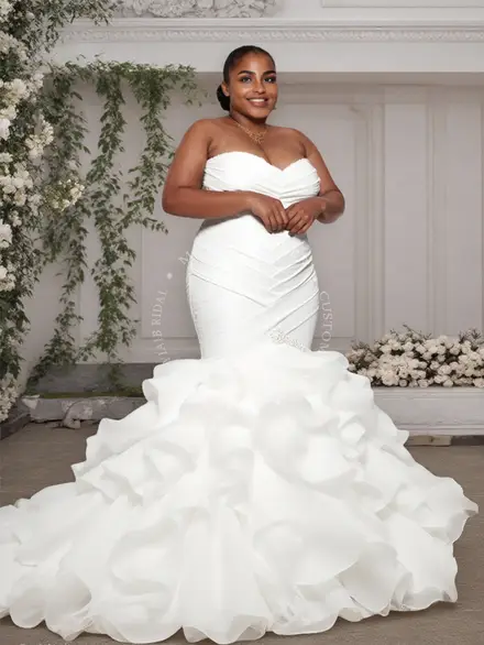 JIENIGUI] ストラップレス スパンコール マーメイドドレス