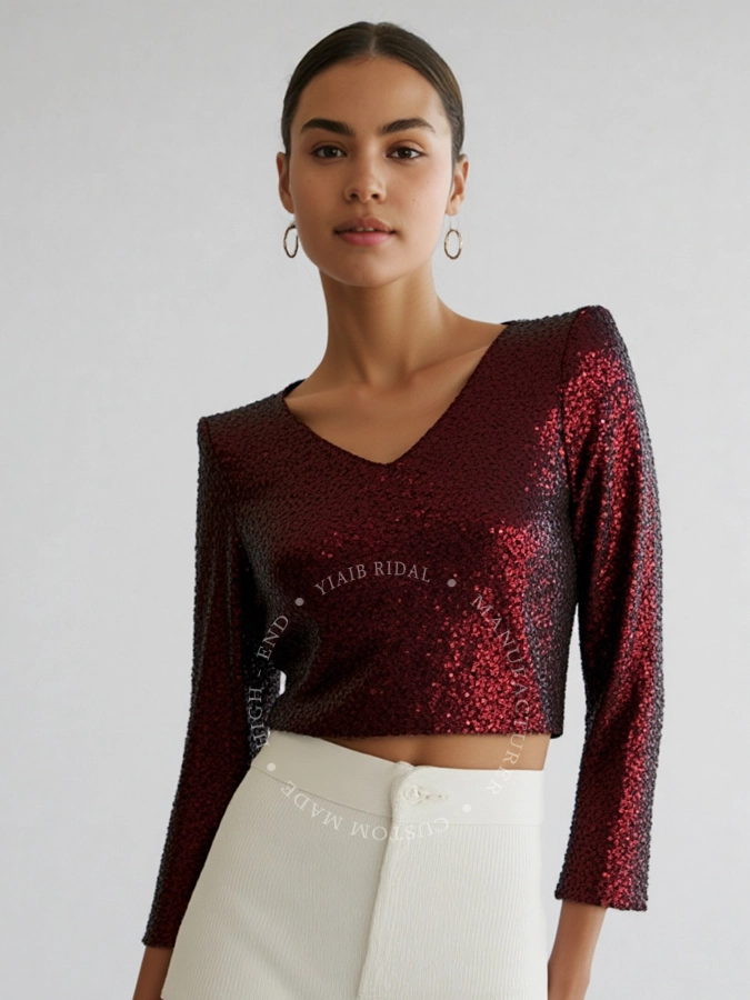 RST21 Short Women's T-Shirts And Tops In Burgundy For Mother OF The Bride Dress 1