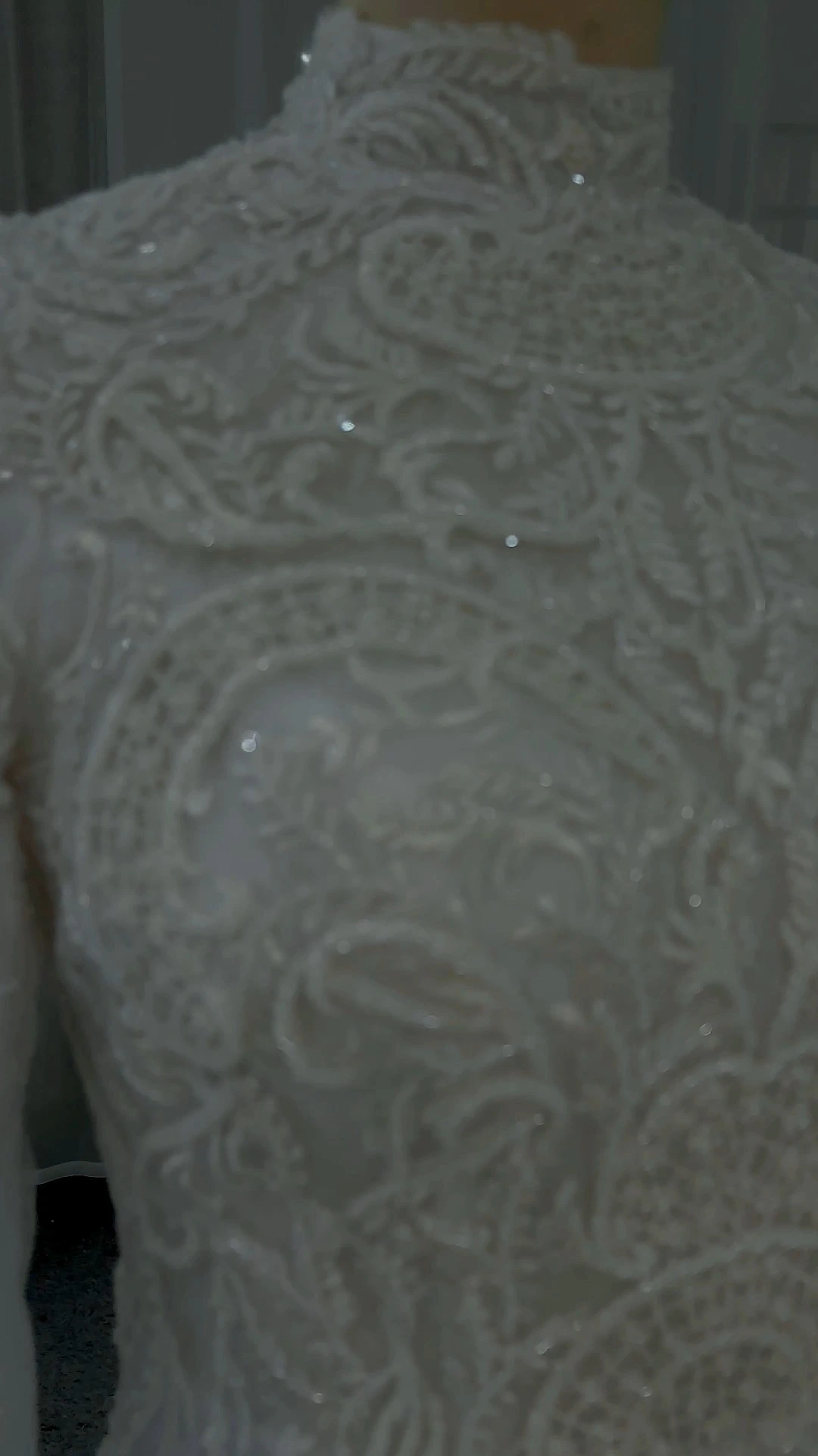 RSW2360 Zarif Yüksek Yakalı Denizkızı Gelinlik Tam Dantel Uzun Kollu Gelinlik Süpürge Kuyruklu Yer Boyu Bohem Gelinlik 1