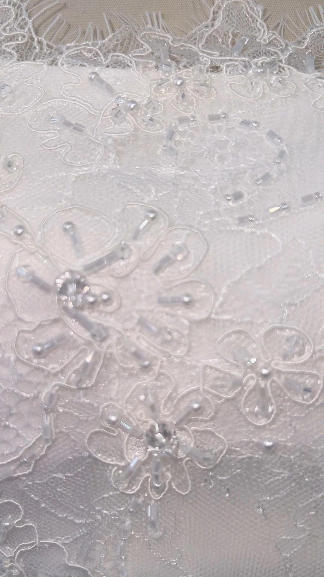 RSW2367 Elegance Straplez Fransız Dantel Kılıf Etek ve Sahte Kuyruk Omuzdan Aşağı Uzun Kollu Gelinlik 1