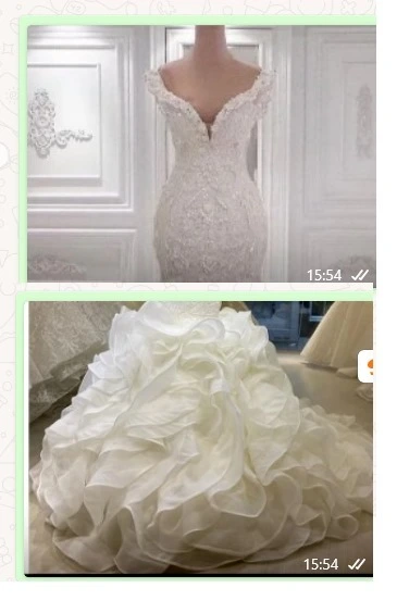 فستان زفاف حورية البحر الفاخر بفتحة رقبة على شكل حرف V وتنورة مكشكشة مع ذيل بطول متر واحد 1