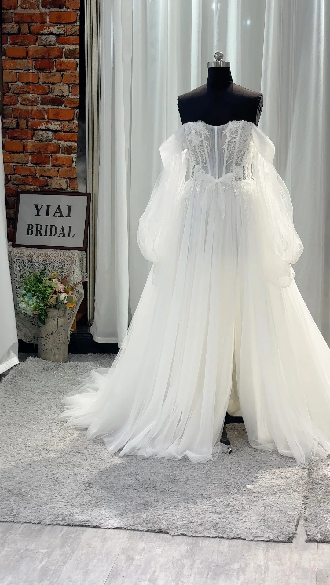 RSW2404 Prenses A Kesim Gelinlik, Omuzdan Askılı, Peri Korse Dantel Gelinlik, Bohem Plaj Partisi Elbiseleri, Açık Bacak Yırtmacı 1