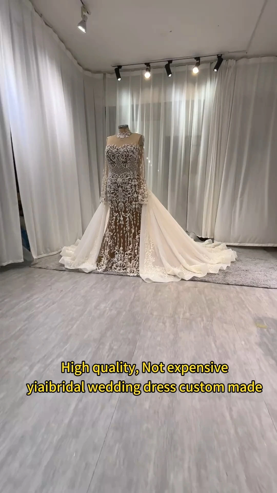 Real Custom Bride Dresses Facotry Yiaibridal African Plus Size Mermaid Wedding Dresses Illusion High Neck RSW2419 Long Sleeves Fulllace Wedding Dresses 1