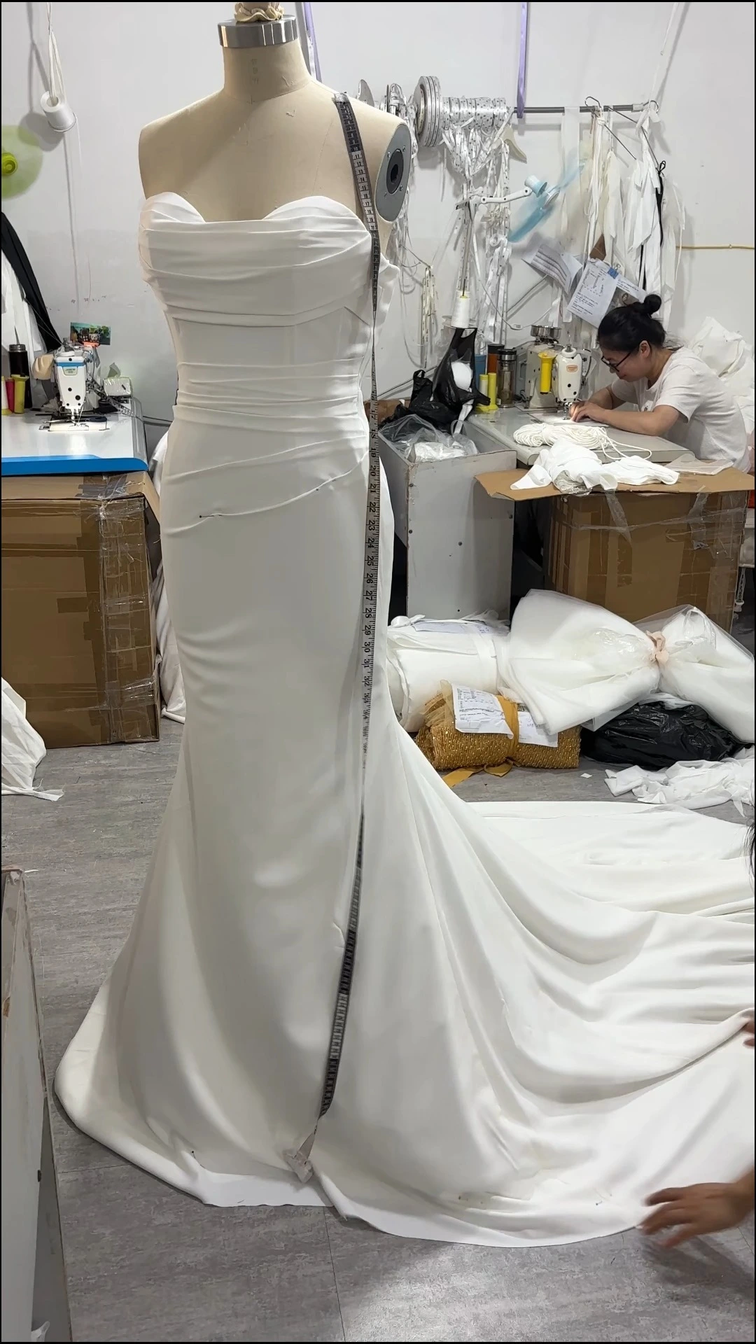 Elegant Crepe Sleeveless Beach Style Mermaid Wedding Dresses RSW2454 Couture Bridal Gown 1