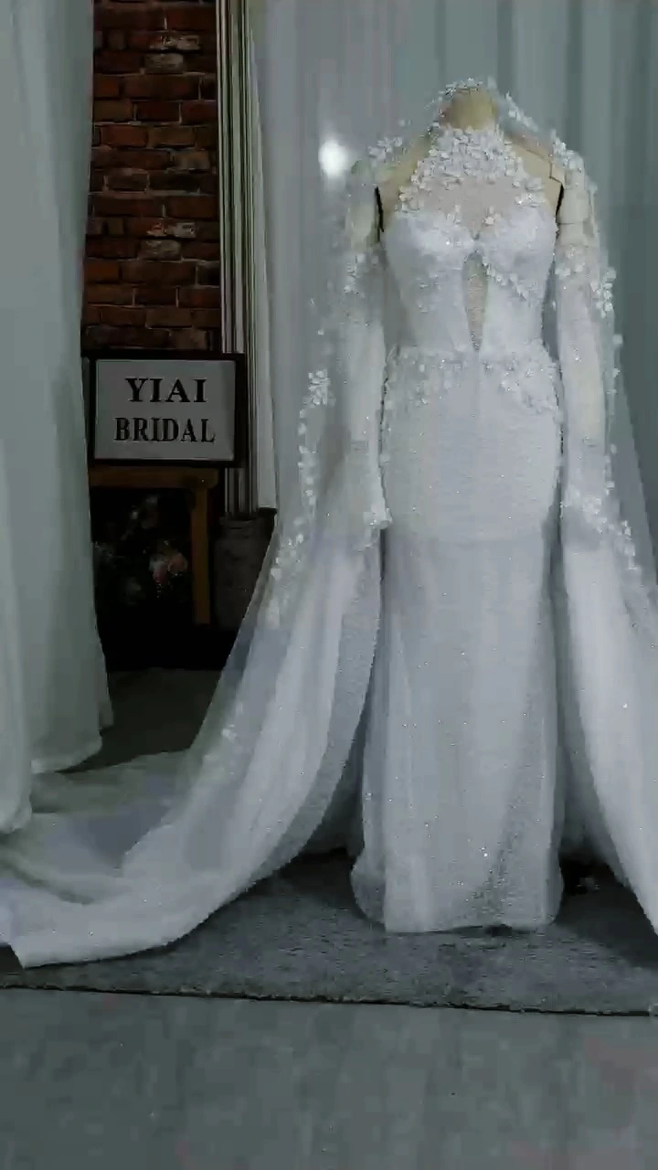 AMD2607 Odnímatelná, multifunkční, ručně šitá perlová mašle, romantické a sladké svatební šaty ve stylu mořské panny. - 1773284479377339 1