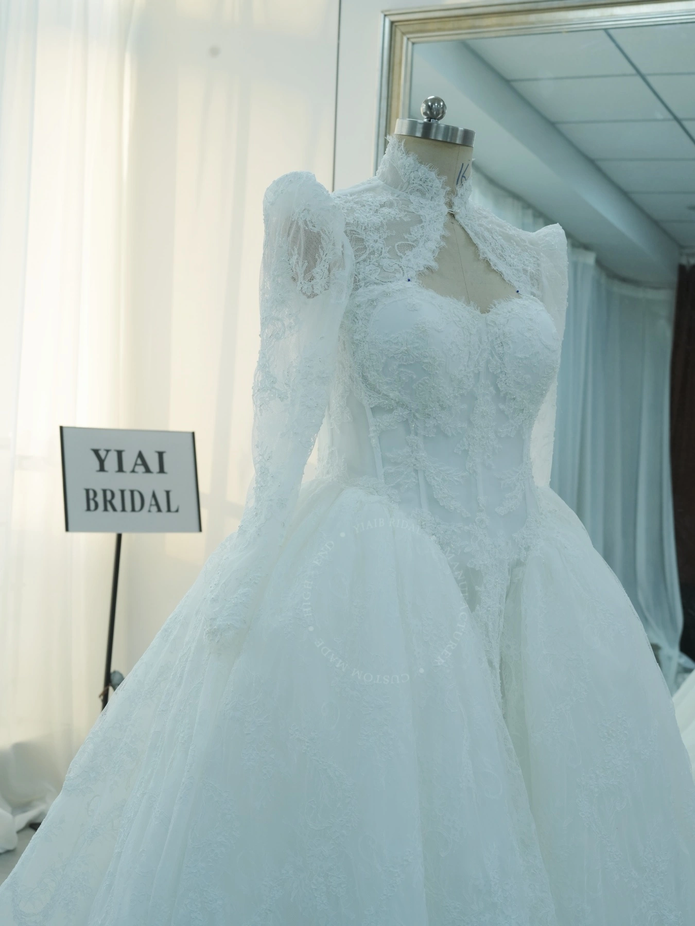 Basque Waistline Wedding Dress Delicate Vintage Lace Queen Anne Neckline Court Train Wedding Dress RSW2496 Zip up Ball Gown With Detachabel Jacket 1