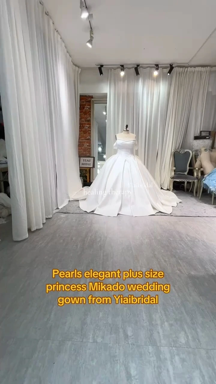 Charming Strapless Basque Waistline Mikado V-neckline Ball Gown Wedding Dress RSW2492 Lace Up Corset With Pockets Plus Size Bridal Gown 1