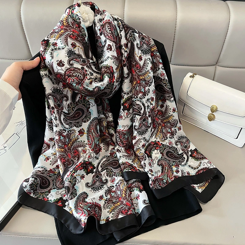 OEM Shawls Cashew Hook Flower Printed Silk Scarves Mestyler S578 1