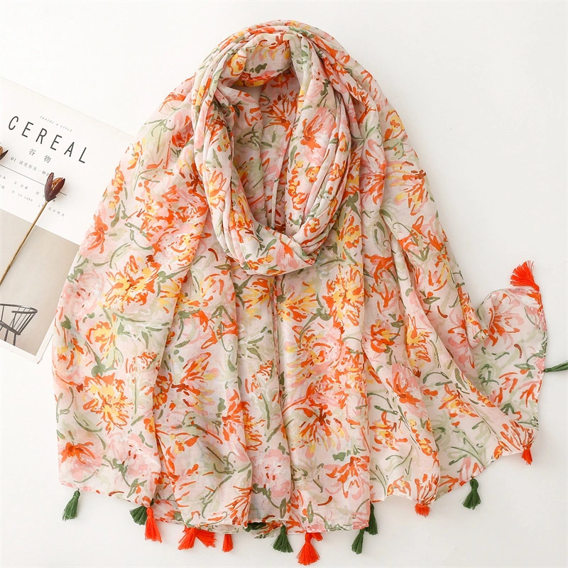 Malaysia Breathable Floral Printing Polyester Scarves Mestyler C2122 1