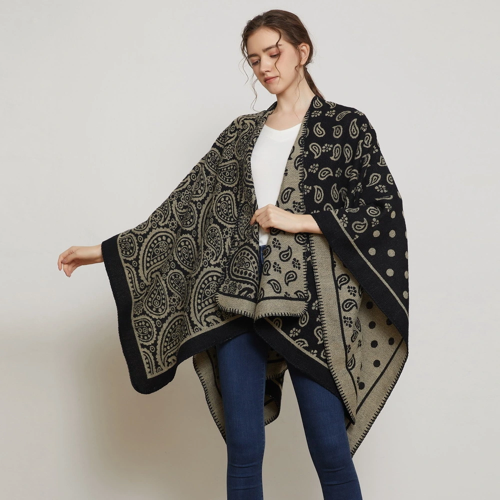 Australia Women's Cashew Hook Flower Cashmere Coat Ponchos Mestyler DP124 1