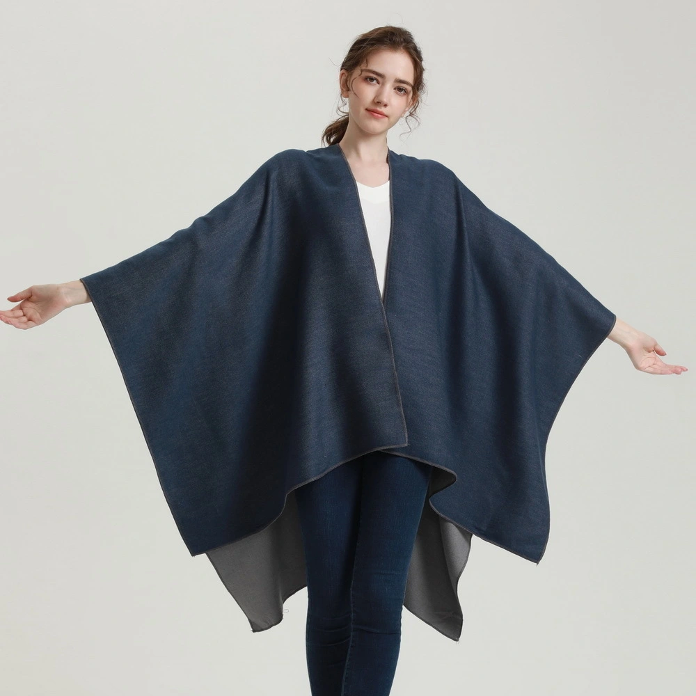 Ladies Solid Color Cashmere Cardigan Plain Ponchos Mestyler DP144 1