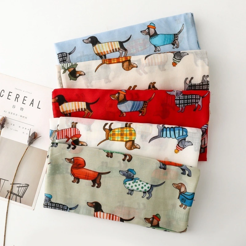 Wholesale Autumn Cotton Feeling Shawls Dogs Pattern Ladies Scarf C2306 | Mifain 1