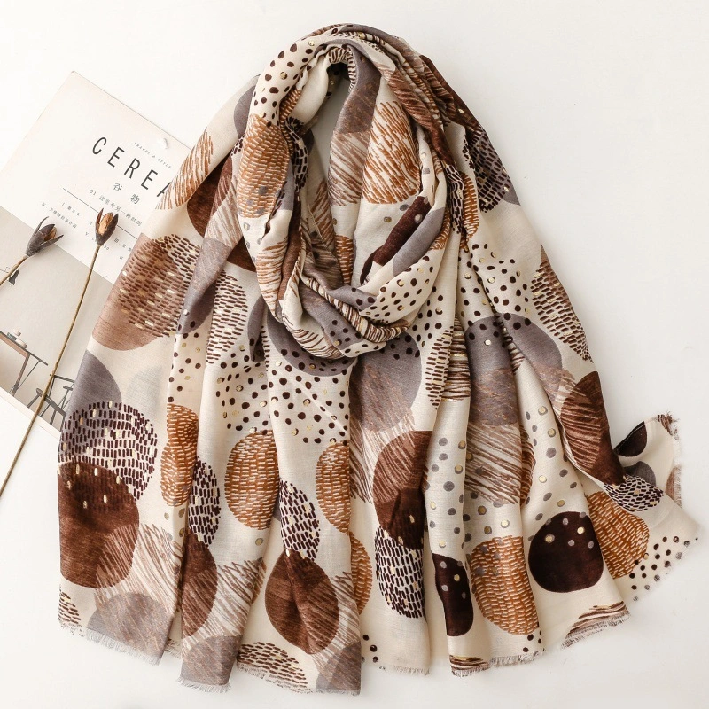 Vintage Cotton Shawls Large Polka Dot Scarves with Gold Foil Glitter C2453 | Mifain 1