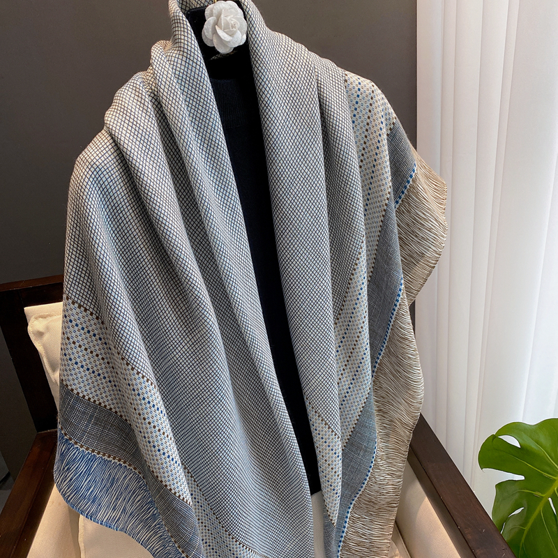 Stylish Geometric Pattern Large Shawls Ladies Soft Cotton Square Scarf CS016 | Mifain 1