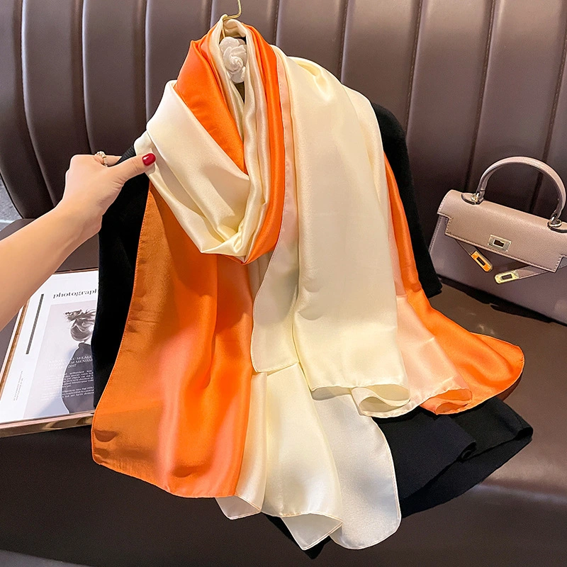 Supplier Fashion Color Gradient Printed Silk Shawls Ombre Pattern Scarf S347 | Mifain 1